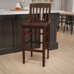 Alternative view of Flash Furniture HERCULES Series School House Back Walnut Wood Restaurant Barstool