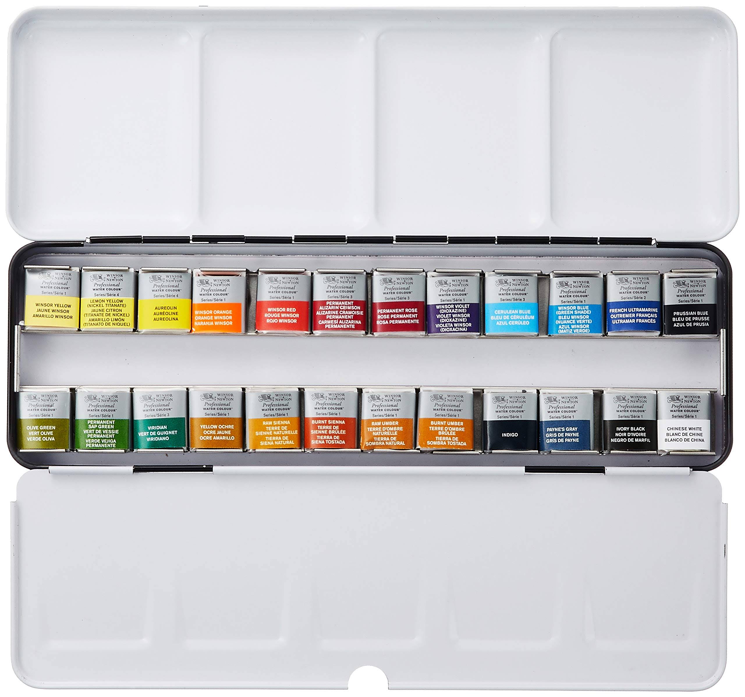 Winsor u0026 Newton : Professional Watercolour : Lightweight Metal Sketchers Box Set : 24 Half Pans - Image 2