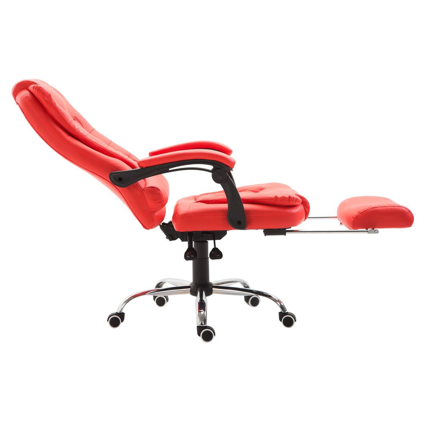 HOMCOM Reclining PU Leather Executive Home Office Chair with Footrest – Red - Image 5