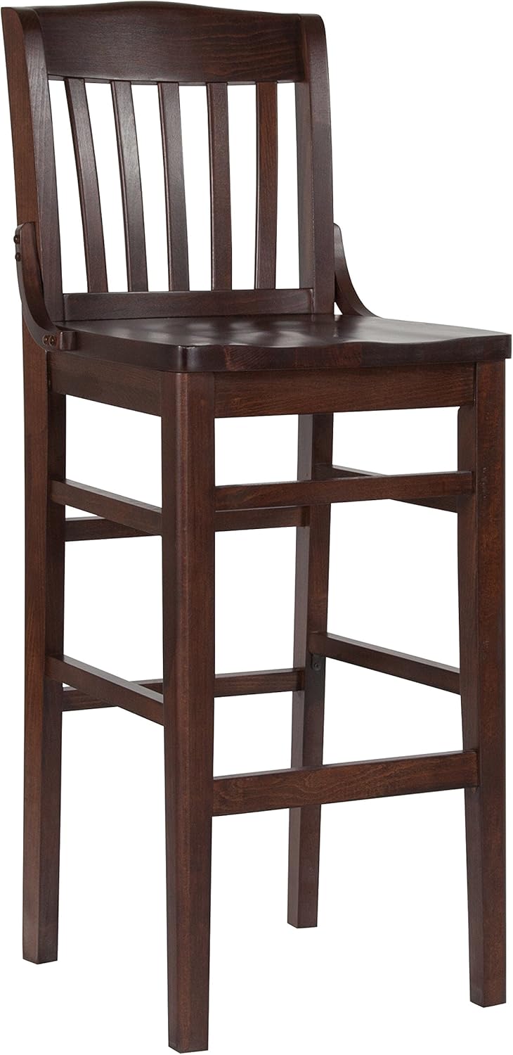 Flash Furniture HERCULES Series School House Back Walnut Wood Restaurant Barstool - Image 3