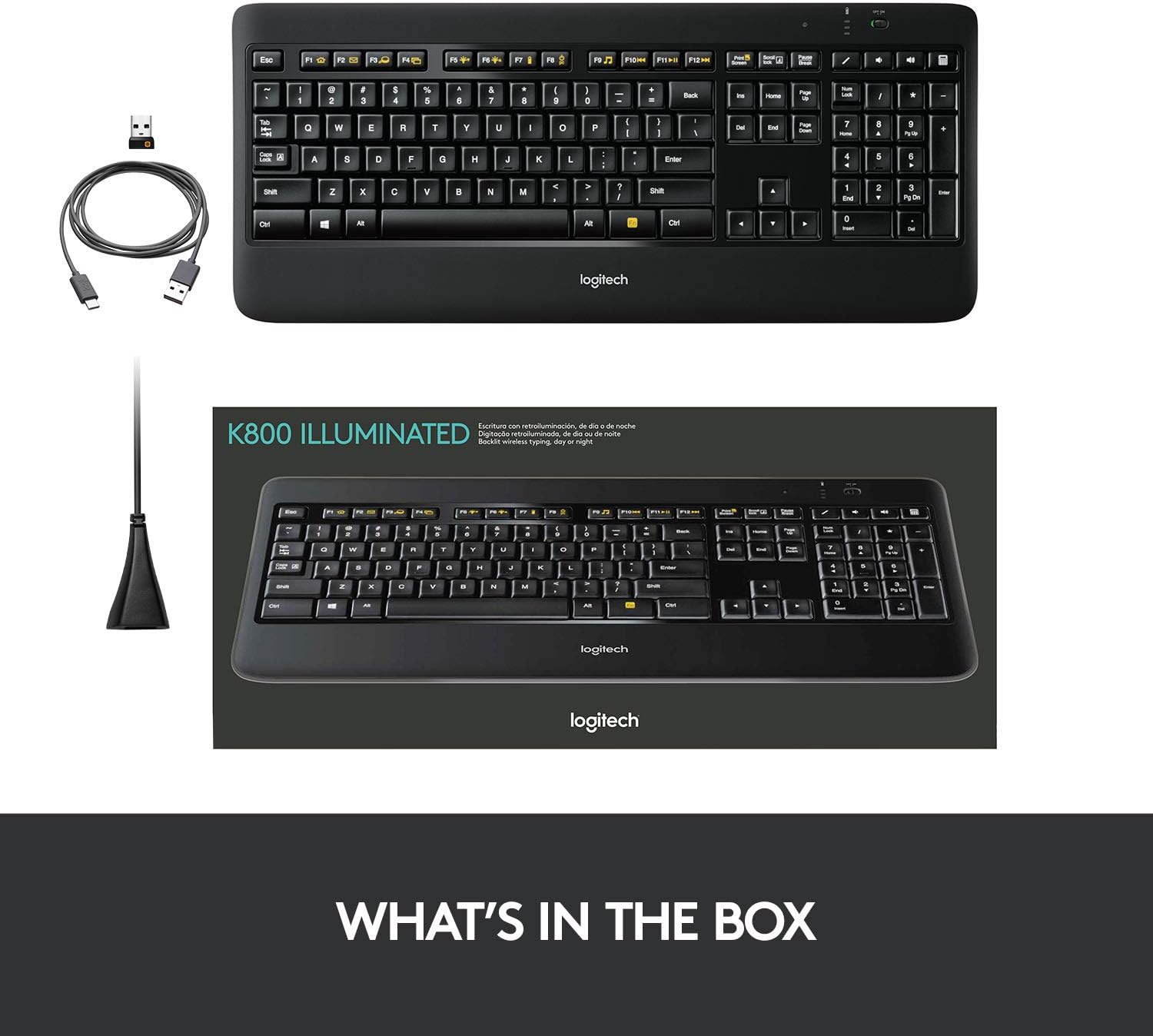 Logitech K800 Wireless Illuminated Keyboard ?? Backlit Keyboard, Fast-Charging, Dropout-Free 2.4GHz Connection - Image 8